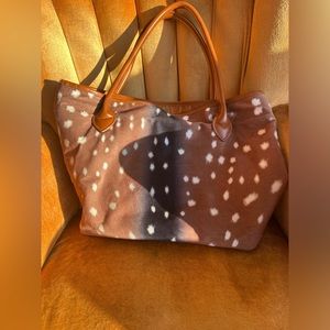 Leopard collection suede and leather tote